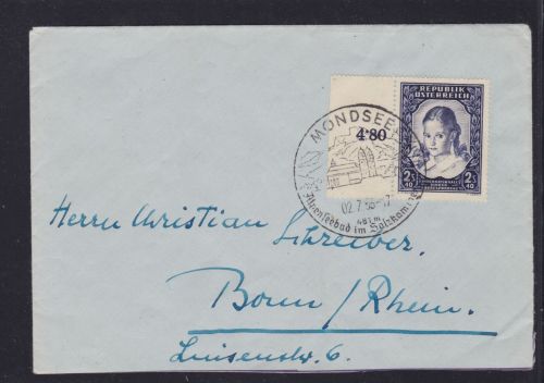 Österreich 976 auf Brief mit SST Mondsee 1955