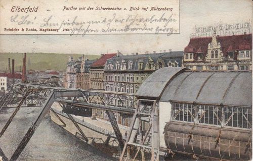 Elberfeld Parthie mit der Schwebebahn und Block auf Nützenberg 1902