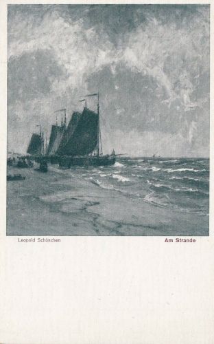Am Strande Künstler-AK Leopold Schönchen
