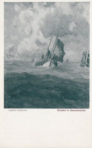 Einfahrt in Geestemünde Künstler-AK Leopold Schönchen