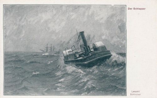 Der Schlepper Künstler-AK Leopold Schönchen