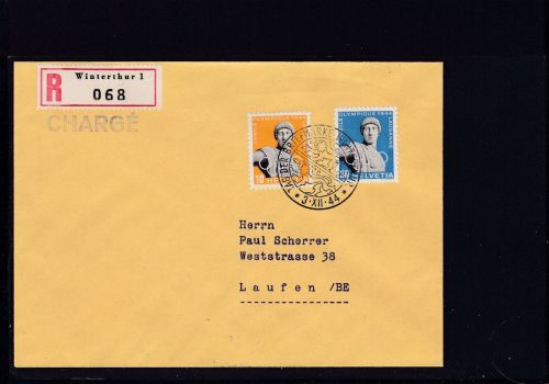 Schweiz 428+430 auf CHARGE Brief aus Winterthur nach Laufen 1944