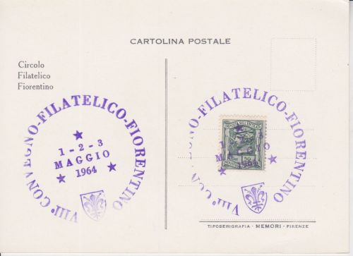 Italien Sonderkarte Convegno Filatelico Fiorentino 1964
