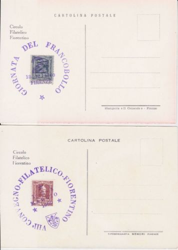 Italien 2 Sonderkarten Convegno Filatelico Fiorentino 1964