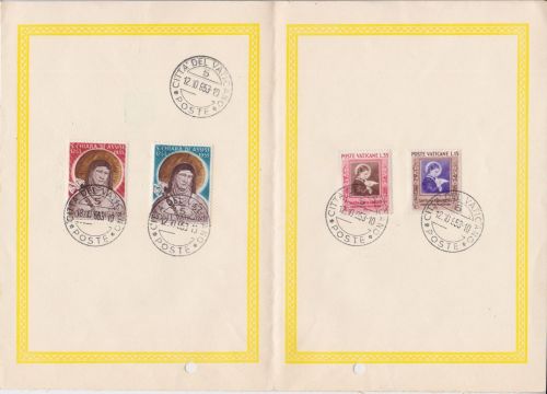 Vatikan 190+191+207+208 Gedenkblatt Maria Goretti + Klara von Assisi 1953