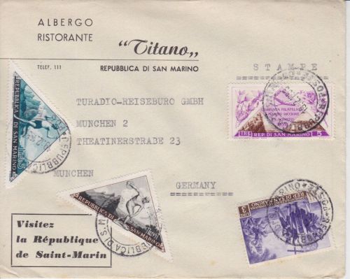 San Marion Brief vom Ristorante "Titano" 1953
