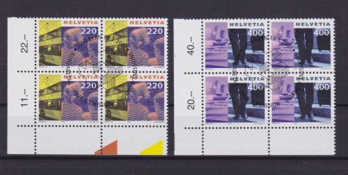 Schweiz 1751/1752 4er-Blocks mit zentrischem Ersttagsstempel Freimarken 2001