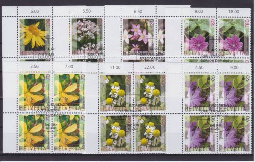Schweiz 1820/1826 4er-Blocks mit zentrischem Ersttagsstempel Heilpflanzen 2003