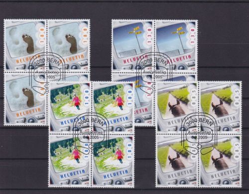 Schweiz 1929/1932 4er-Blocks mit zentrischem Ersttagsstempel Foto-Wettbewerb 2005