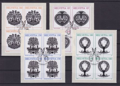 Schweiz 2039/2042 4er-Blocks mit zentrischem Ersttagsstempel Kunst 2007