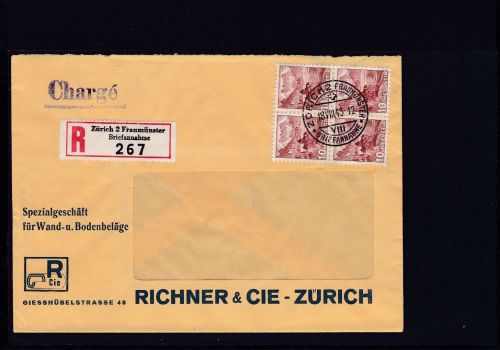 Schweiz CHARGE Brief aus Zürich nach Laufen 1943