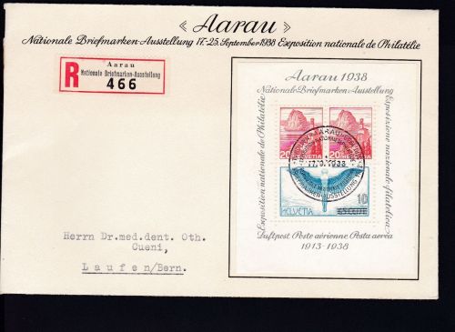 Schweiz Block 4 FDC Briefmarkenausstellung 1938 KW 80 CHF