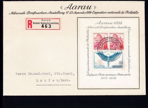 Schweiz Block 4 FDC Briefmarkenausstellung 1938 KW 80 CHF