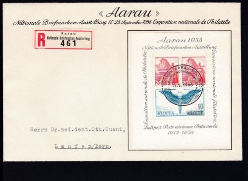 Schweiz Block 4 FDC Briefmarkenausstellung 1938 KW 80 CHF