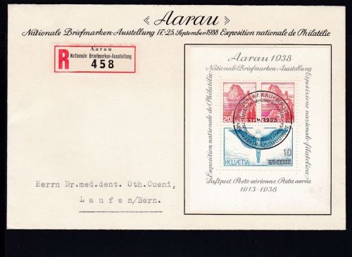 Schweiz Block 4 FDC Briefmarkenausstellung 1938 KW 80 CHF
