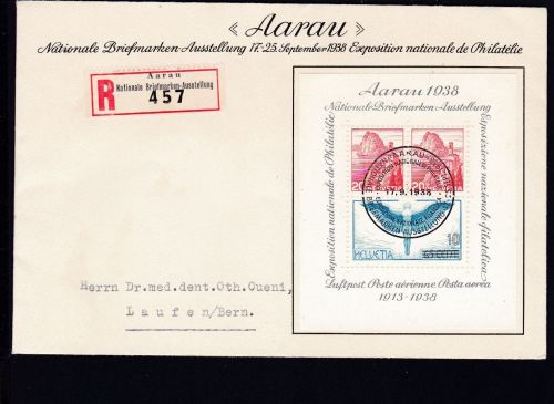 Schweiz Block 4 FDC Briefmarkenausstellung 1938 KW 80 CHF