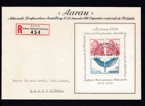 Schweiz Block 4 FDC Briefmarkenausstellung 1938 KW 80 CHF
