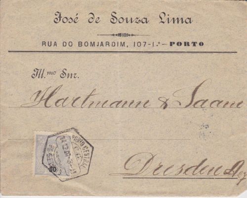 Portugal Brief aus Porto nach Dresden 1907
