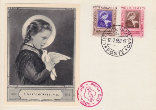 Vatikan 190/191 FDC Ermordung der hl. Maria Goretti 1953