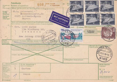 Bund 29 Paketkarten meist mit Frankaturen zw. 10-25 DM