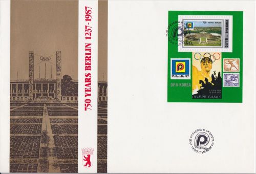 Korea Block 227 auf FDC 750 Jahre Berlin Olympische Spiele 1987