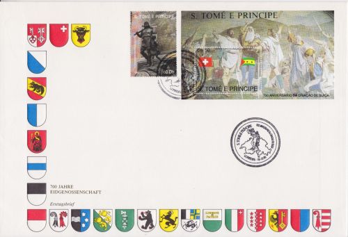 Sao Tome 1207 + Block 245 FDC Eidgenossenschaft 1990
