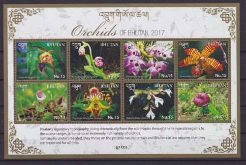 Bhutan 3064/3071 postfr./mnh Orchideen 2017