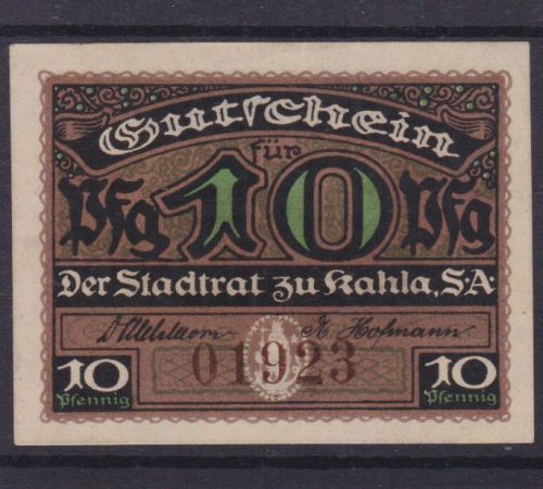 Kahla 10 Pfennig 1920 UNC