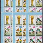 Ruanda 6 x 626/633 A mit Zierfeld postfr./mnh Fußball soccer 1974