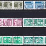 DDR 1868v+1869w+1947+1948+1968+2022 je im 3er-Streifen mit Rollennummer gest.