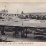 Berlin, Bahnhof Reichssportfeld mit Olympiastadion 1936