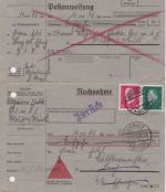 Postanweisung-Nachnahme-Karte Waldsee nach Ehringen und ZURÜCK 1931