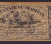 USA The State of Georgia 100 Dollar 1864 Reproduktion