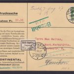Schweiz Mi.105 z/Zum111z auf Nachnahme-Drucksache 1937