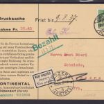 Schweiz Mi.105 z/Zum111z auf Nachnahme-Drucksache 1937