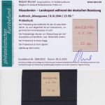 Besetzung Mazedonien 1944 Michel no. 6 Probeabzug des Aufdrucks Befund Brunel