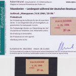Besetzung Mazedonien 1944 Michel no. 7 Probeabzug des Aufdrucks Befund Brunel
