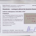 Besetzung Mazedonien 1944 Michel no. 3 Probeabzug des Aufdrucks Befund Brunel