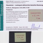Besetzung Mazedonien 1944 Michel no. 3 Probeabzug des Aufdrucks Befund Brunel
