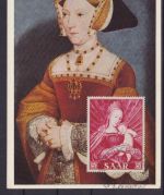 Saar 351 Maximumkarte mit ESST Madonna von Holbein 1954
