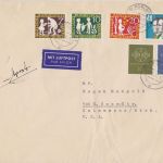 Bund 320/325 auf Luftpost-Brief in die USA 1959