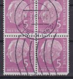 Bund 179 x Wv 4er-Block + 3 waagr. Paare gest. Heuss 1954 Michel 37 €