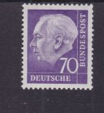 Bund 263 x w R mit schwarzer Rollennummer postfr. Heuss 1958