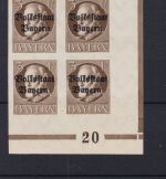 Bayern 116 B postfr./mnh 4er-Block mit Plattennummer 20