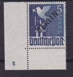 Berlin 20 Pl.-Nr. 2 postfr. Eckrand Schwarz-Aufdrucke 1948 Michel 1900 € gepr.