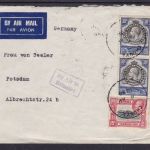 Flugpost: Chunya Ostafrika - Mbeya - Brindisi Italien - Potsdam 1936