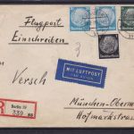 Deutsches Reich Flugpost-R-Brief Berlin - München-Obermenzing 1939