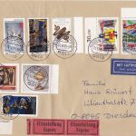 Berlin 792+802+809/10+820+836+841+857 auf EXPRESS-Luftpost-Brief