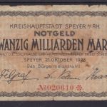 Notgeld: Speyer 20 Milliarden Mark 1923