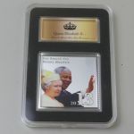 SILBER-Briefmarke: Queen Elizabeth II.: Besuch von Nelson Mandela